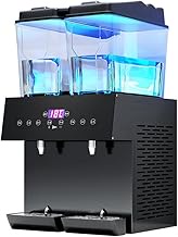 Double-Cylinder Beverage Dispenser Machine, 26L Commercial Drink Dispenser with LED Display, Dual Temperature of Cold and Hot, for Hot Chocolate Coffee Milk Water