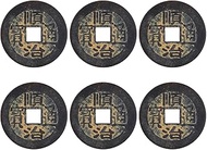 BOXOB 6pcs Feng Shui Coins for Wealth & Luck, 1.06in Copper I Ching Divination Coins Chinese Fortune