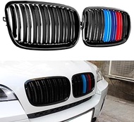 Grille for BMW E70 E71 E72 X5 X6 2007-2013, 1 Pair Double Slat Kidney Grille Front Bumper Grill