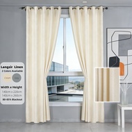 80% Langsir Blackout Linen jacquard curtains Blackout Curtain（Have Hook/Eyelet)  220cm/260cm labuh L