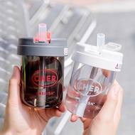 Simple Water Cup With Straw 300CC Small Portable Student Household Drinking Handy Bottle 300ML