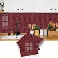 6/12/24pcs 6.7"X9" Red Wood Grain Self-Adhesive Wall Stickers, Waterproof PE Foam Board Wallpaper Wi