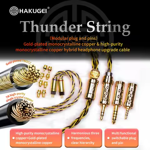 HAKUGEI Interchangeable Plug Pin 0.78mm/MMCX Thunderstring Plated & High-Purity Single Crystal Coppe