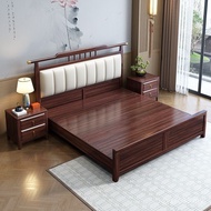 Modern High-End Bed Storage 1.5m Solid Wood Chinese Style 1.8m New Black Gold Double Bed Simple Wedd