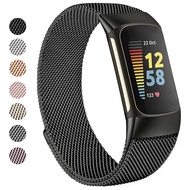 Suitable for Fitbit Charge 5/Charge6 Milanese Strap Magnetic Stainless Steel Adjustable Wrist Strap