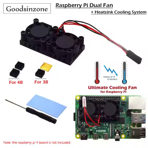 Raspberry Pi 4 Dual Fan with 4B Heatsink Kit, Raspberry Pi Cooling Fan Kit with Tape for Raspberry P
