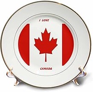 3dRose cp_51520_1 I Love Canada Porcelain Plate, 8"