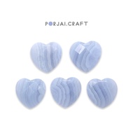 Blue Lace Agate Heart Shank Button Beads ลูกปัดหัวใจบลูเลสอาเกต 25mm