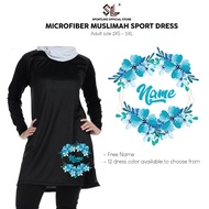 Muslimah Microfiber Sport Dress - Free Name - Design Flower 5