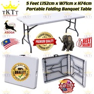 TKTT  ™️ Asoga 5 Feet Rectangle Foldable Banquet Table Portable Oblong Briefcase Study Table Meja Li