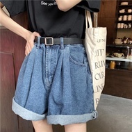 NTJ2V Denim Shorts Women High Waist Baggy Harajuku Safari Style Students Cozy High-street Slim Outwe