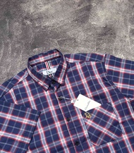 Kemeja Pendek Arrival Christian Dior Bordir Motif Kotak Kotak Pria | Kemeja Casual Kerja Santai Pria