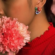Orient Romance Love Flower Stud Earrings asymmetrical earrings