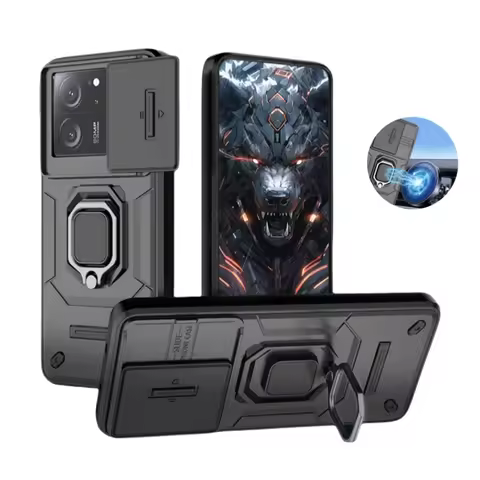 Shockproof Armor Magnet Car Ring Cover For Xiaomi 13T Pro Slide Lens Protect Case For Xiaomi13T Pro 