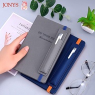 JONYS Strap Notebook, Hard Cover Daily Weekly Planner Agenda Book, Minimalist PU Leather with Pen In