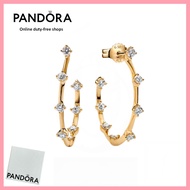 100% S925 pure silver jewelry with new gift box jewelry Pandora Era Lab-Grown Diamond Station Hoop E