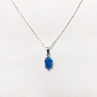 磷灰石原礦項鍊 925純銀 手工鑲嵌