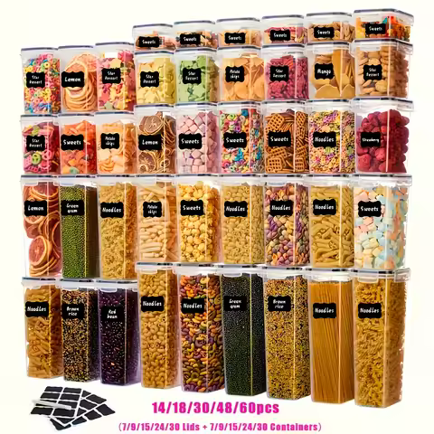 us14/18/30/48/60/84pcs Airtight Food Storage Containers With Lids, BPA Free Plastic Kitchen Storage 