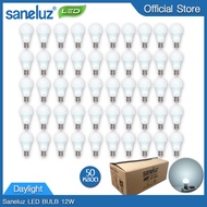 Saneluz ชุด 50 หลอด หลอดไฟ LED 12W Bulb แสงสีขาว Daylight 6500K หลอดไฟแอลอีดี หลอดปิงปอง ขั้วเกลียว 