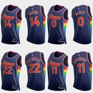 BKB NBA Jersey Philadelphia 76ers Maxey Thybulle Springer Basketball Shirt Green Sports Vest Player 
