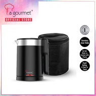 La gourmet 0.6L Healthy Seamless Electric Travel Kettle with Pouch - Black