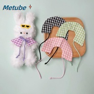 METUBE Checkered Cloak, Macaron Outfit Checkered Doll Clothes,  10~15cm Cotton Stuffed Doll 15cm Cot
