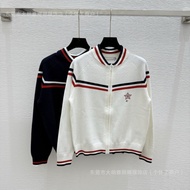 C0W0 Early Autumn Contrast Color Striped Knitted Cardigan for Women