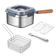 Camping ชุดหม้อปิคนิคแบบพกพา 2.5L Deep Fryer หม้อชุดเครื่องครัวสแตนเลสกระทะทําอาหาร Steamer Camping
