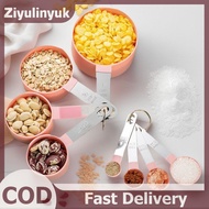 ziyulinyuk 4/8PCS/Set Plastic Multi Purpose Measuring Cup Measuring Spoon Stainless Steel Handle Wit