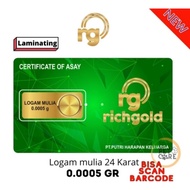 RICHGOLD BAR 0.0005g(0.5MG)/EMAS TULEN 999 24K gold