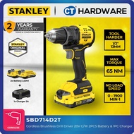 STANLEY SBD714D2T CORDLESS BRUSHLESS DRILL DRIVER 20V COME WITH 2x 2.0AH BATTERY & 1x CHARGER  [ SBD