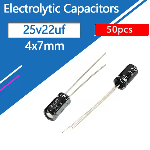 25V22uf 4x7mm Aluminum Electrolytic Capacitor 25v 22uf 22uf25v 25v22mf 22mf25v 25v22MFD 25wv 25vdc 3