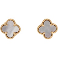 Van Cleef & Arpels, Pre-Loved  Alhambra Stud Earrings 18K Yellow Gold and Mother of Pearl, Yellow Go