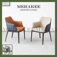 MERAKEE Dining Chair PU Leather Solid Wood Frame Metal Leg Dining Room Furniture SJ326