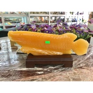 Arowana Fish Statue, Silver Dragon Fish Feng Shui Fortune Jade Emperor Dragon Stone