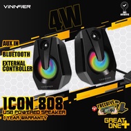 VINNFIER Icon 808 BTR USB Powered Speaker with 7 Modes LED Lights Bluetooth FM Radio USB Card Slot A