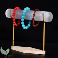 ผู้ถือสร้อยข้อมือ Selenite ที่มีฐานไม้ชั้นที่ถอดออกได้ชั้นวางเครื่องประดับสร้อยข้อมือคริสตัลจัดทำควา