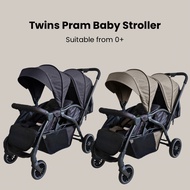Twins Pram Baby Stroller Front and Rear Two-seat Foldable Double Stroller