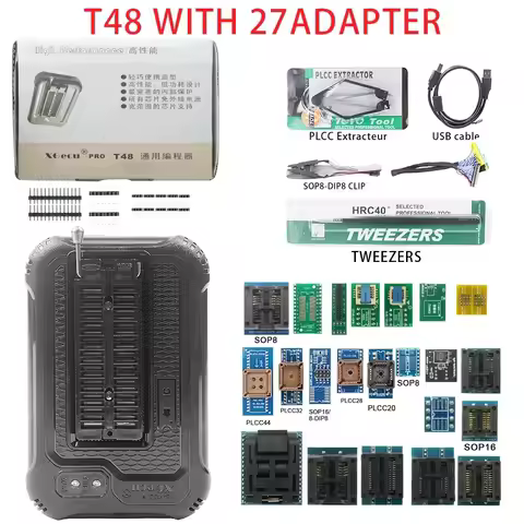 XGecu T48 TL866II USB Universal Programmer Tools with 27 adapters V12.67 Support 17386+IC SPI Flash