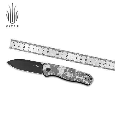 Kizer Survival Pocket Knife Drop Bear V3619A Acrylic Handle with Nitro-V Steel Blade Outdoor Camping