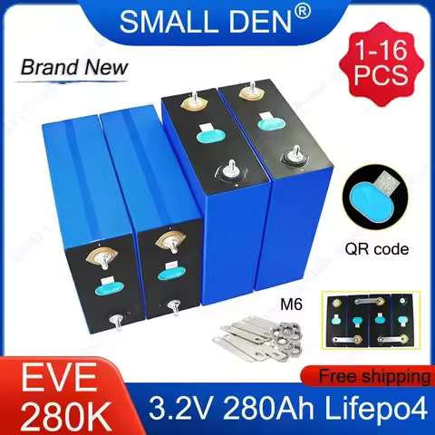 1-16PCS New 3.2V 280ah Lifepo4 Battery EVE 280K 3C Lithium Iron Phosphate Cells DIY 12V 24V 48V Elec