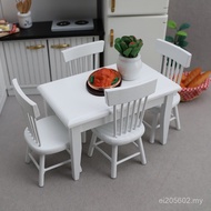 Mini 5-Piece Set dollhouse White Dining Table Chair 12 Square 1 Model: Pocket Furniture dollhouse To