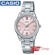 Casio Standard นาฬิกาข้อมือผู้หญิง สแตนเลสแท้ รุ่น LTP-V005D-4B2UDF (หน้าปัดสีชมพู)