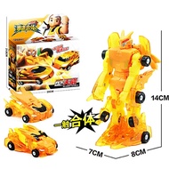 2 In1 Set Kids Cars Toys MeCard Game Burst Speed Deformation Car Dinosaur Action Figures Capture Waf