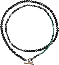 Lava Stone/Black Obsidian/Moss Agate Beaded Layered Choker Necklace for Women Essential Oil Diffuser