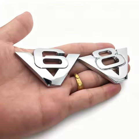 Universal V6 V8 Car Metal Emblems 3D Stickers for Racing Motorcycles Pickups SUVs - Metal Car Modifi