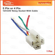 5 Pin Relay Socket (Soket Relay) Wire For 12 Volt / 24 Volt Universal Automotive Car Relay (1 Pcs)