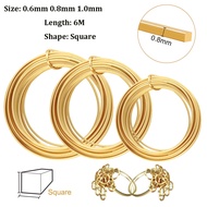 6M Soft Yellow Brass Wire in 0.6mm, 0.8mm, and 1.0mm for Jewelry & Beading Crafts
