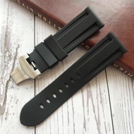 Watch Band For Panerai PAM 111 441 TPU Rubber Silicone 24mm Watch Strap Watch Accessories Folding Clasp Watch Bracelet Chain