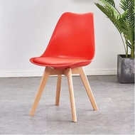 [紅色 /硬靠背] 實木腿 軟墊餐椅 學習椅 家居椅 休閒椅 辦公椅
